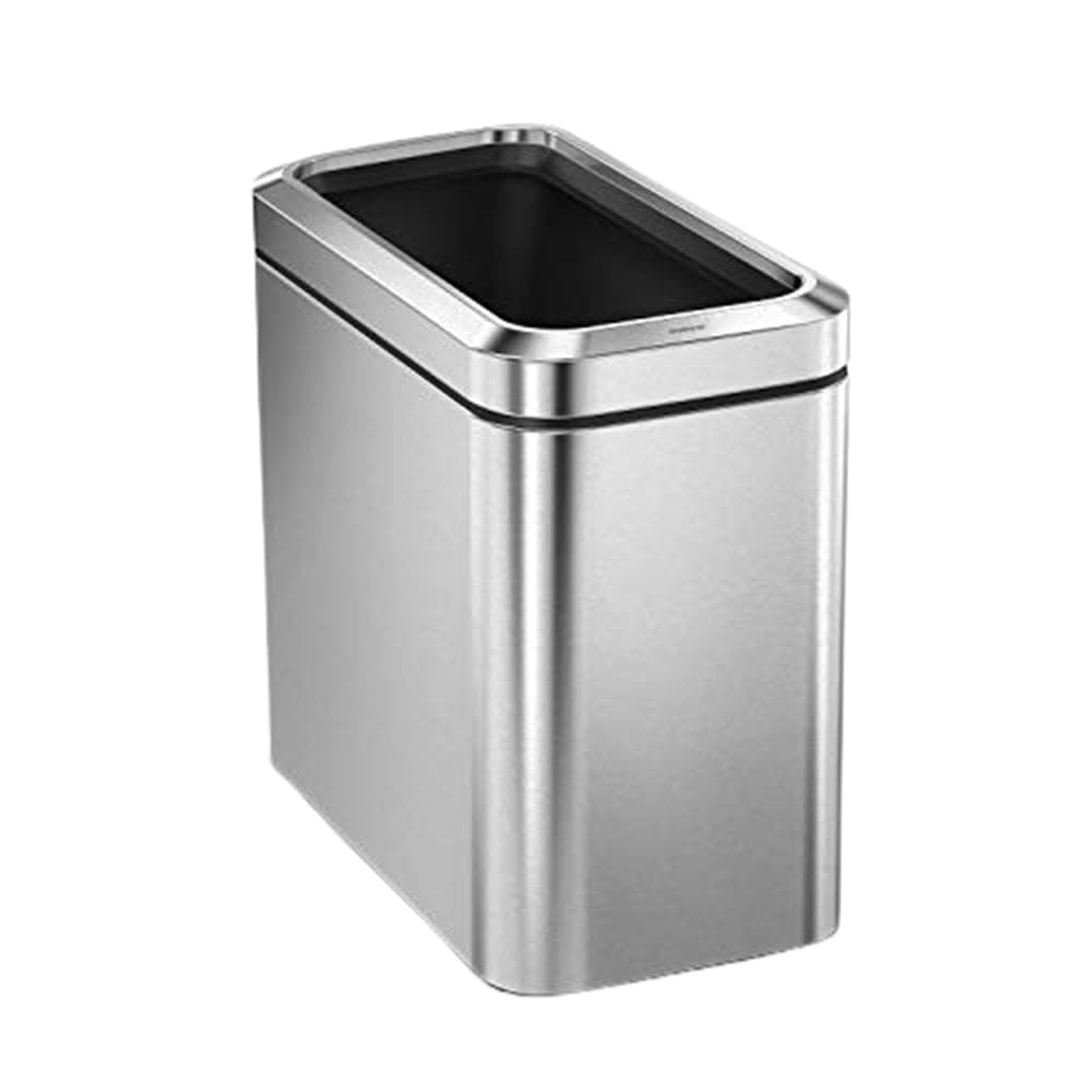 25L Brushed Stainless Steel Slim Open Trash Can U383738