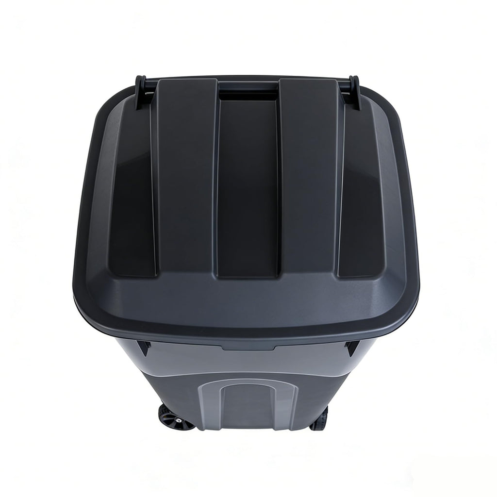 32 Gallon Wheeled Plastic Trash Can with Lid E27579