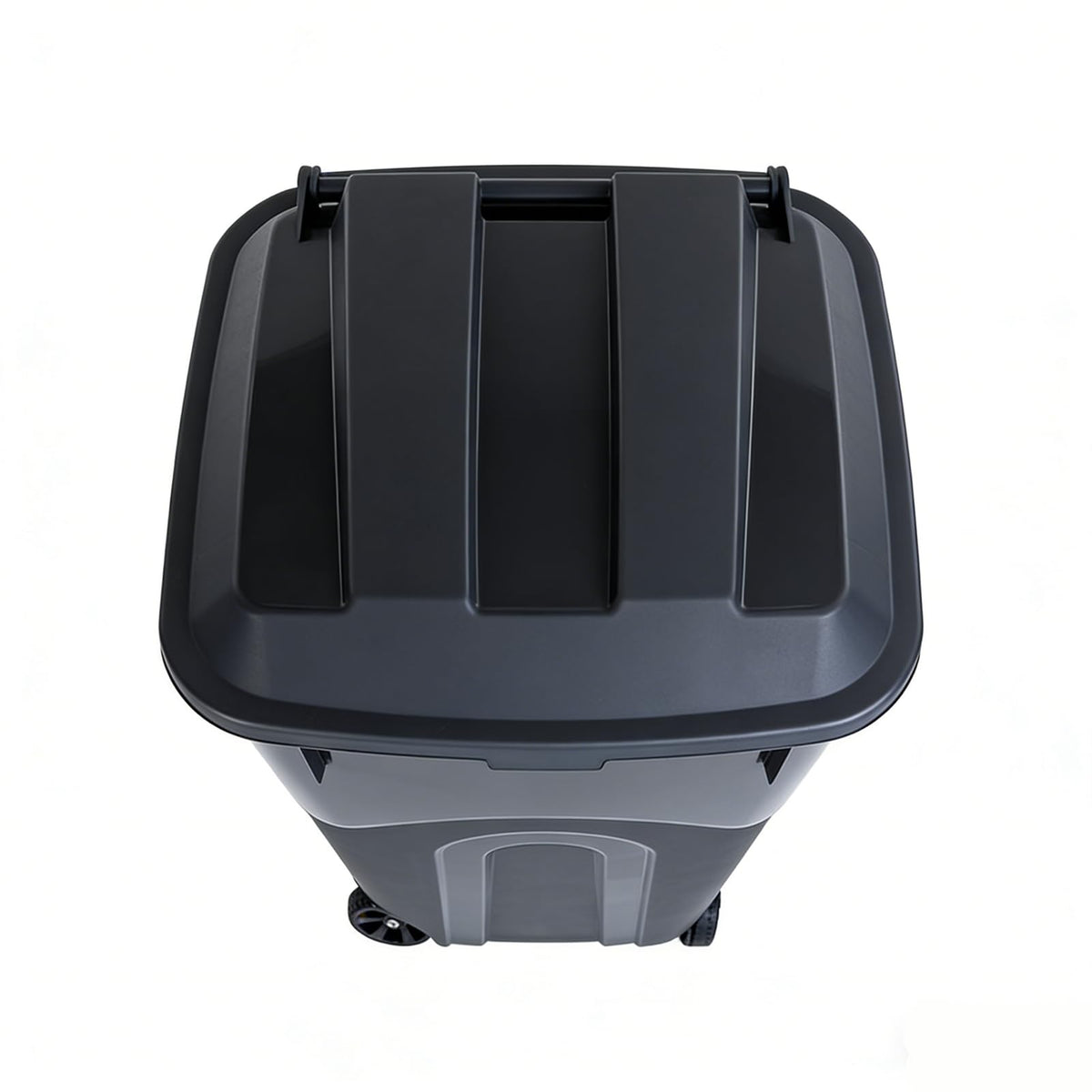 32 Gallon Wheeled Plastic Trash Can with Lid E27579
