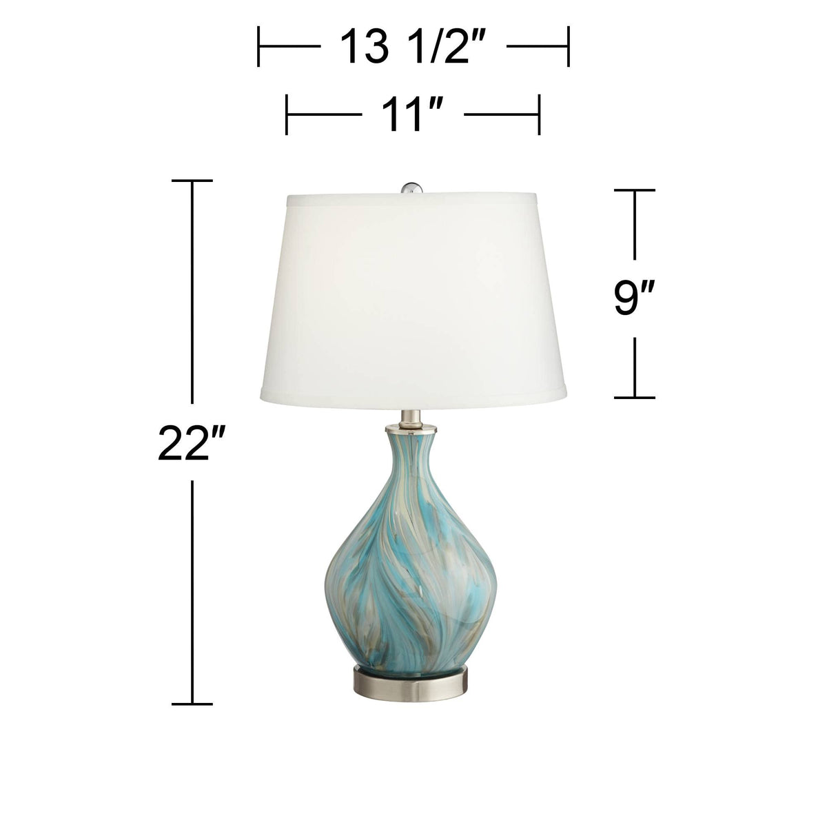 22" Blue Art Glass Table Lamp D385