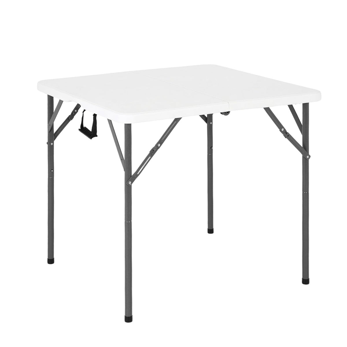White Plastic Folding Card Table with Carrying Handle I929