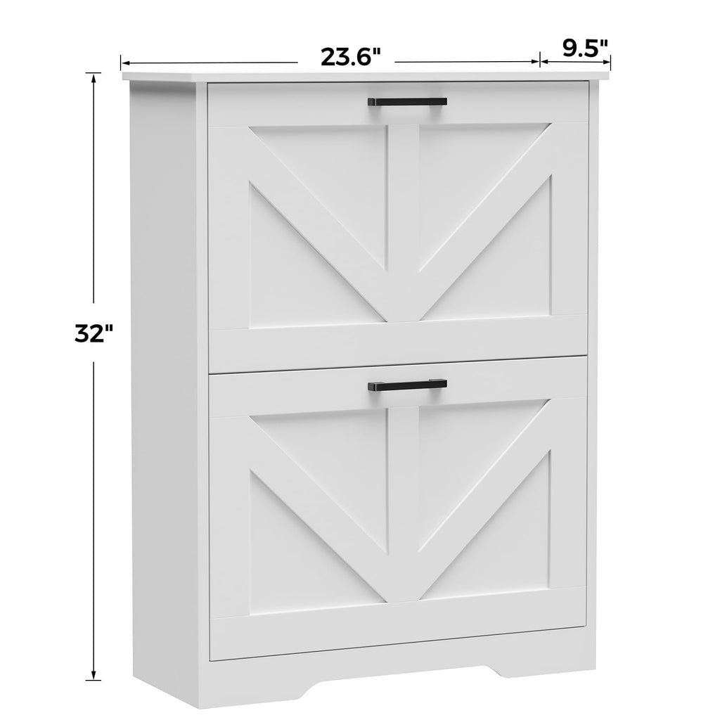 Farmhouse Shoe Cabinet with 2 Flip Drawers M6614