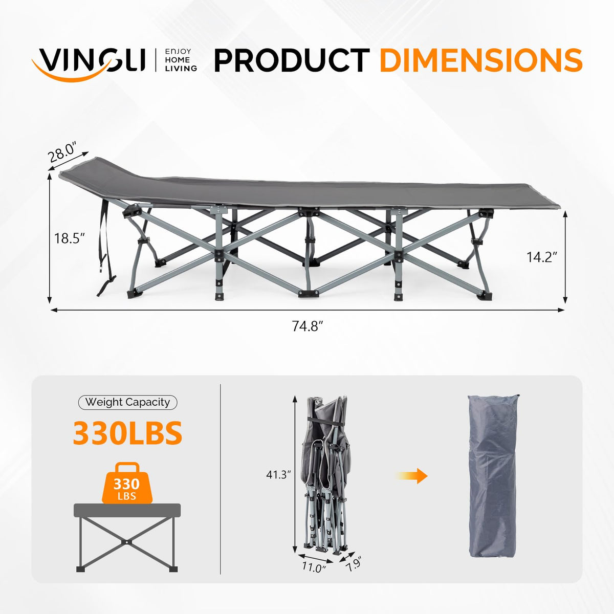 Folding Camping Cot Bed with Mattress and Pillow H157274