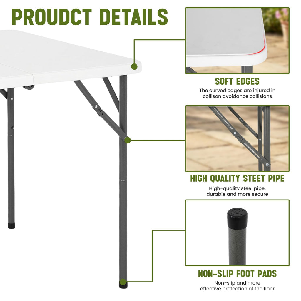 White Plastic Folding Card Table with Carrying Handle I929