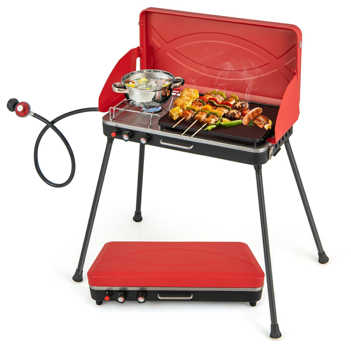2-Burner Propane Camping Stove with Detachable Legs F1878