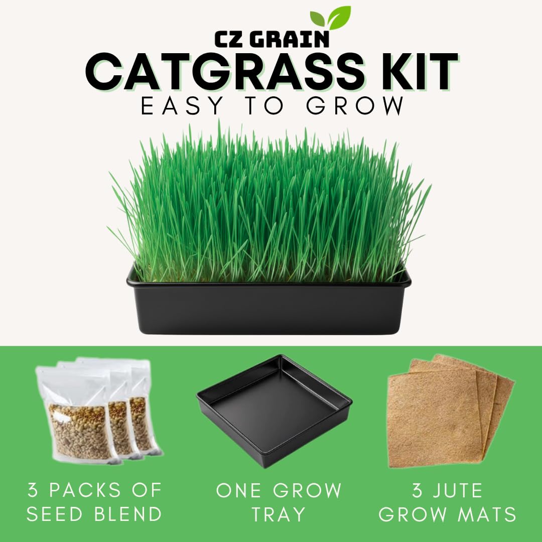 Cat Grass Growing Kit with Organic Seed and Jute Grow Mats N425005