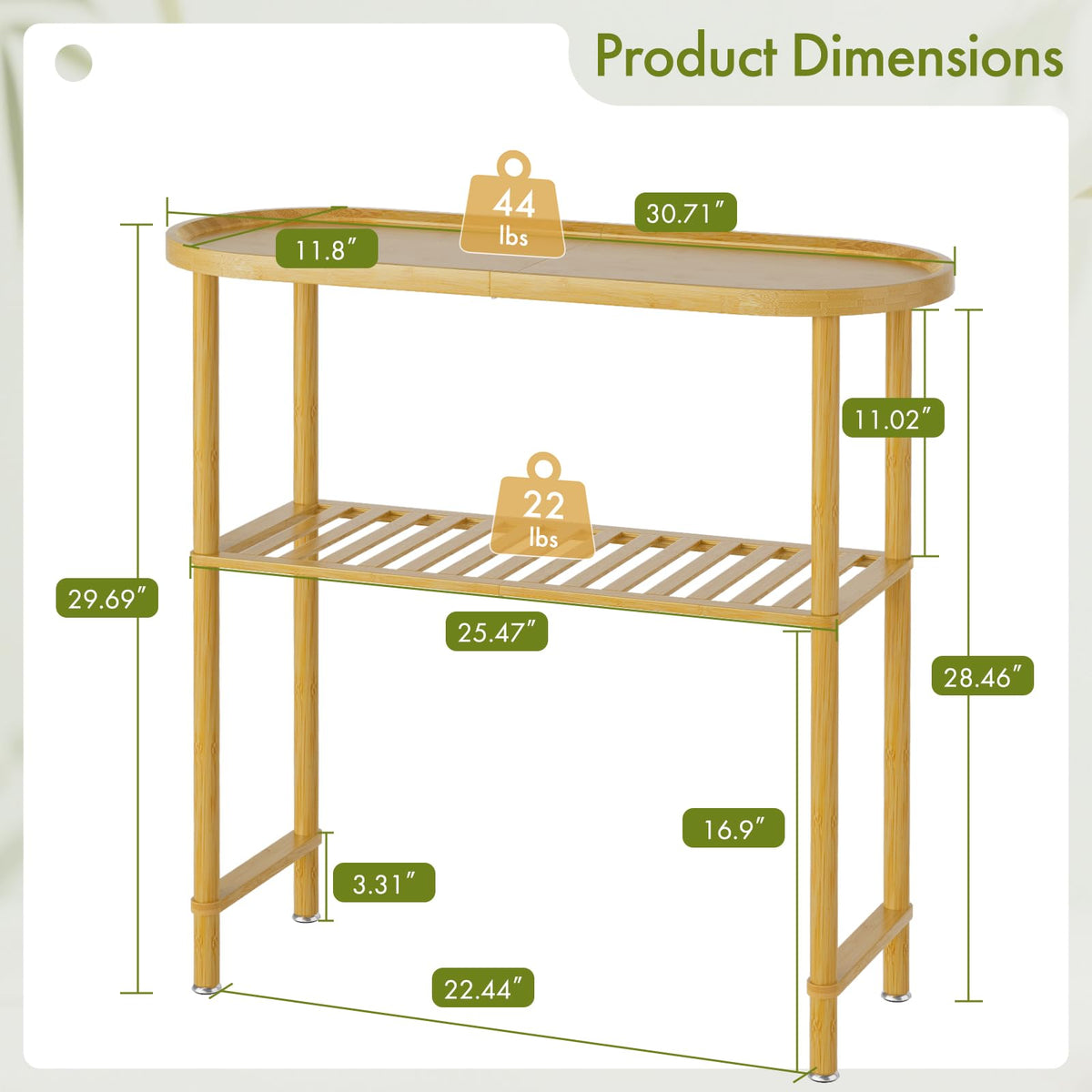 Bamboo 2-tier Oval Top Console Table I2410