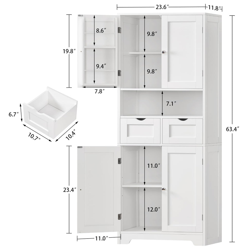 63.4"H Kitchen Pantry Cabinet with 4 Door Shelves Q506252
