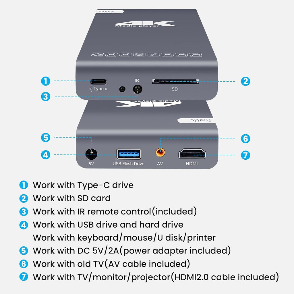4K 60Hz H.265 Ultra HD Digital Media Player & HDD Enclosure 2 in 1 X8489