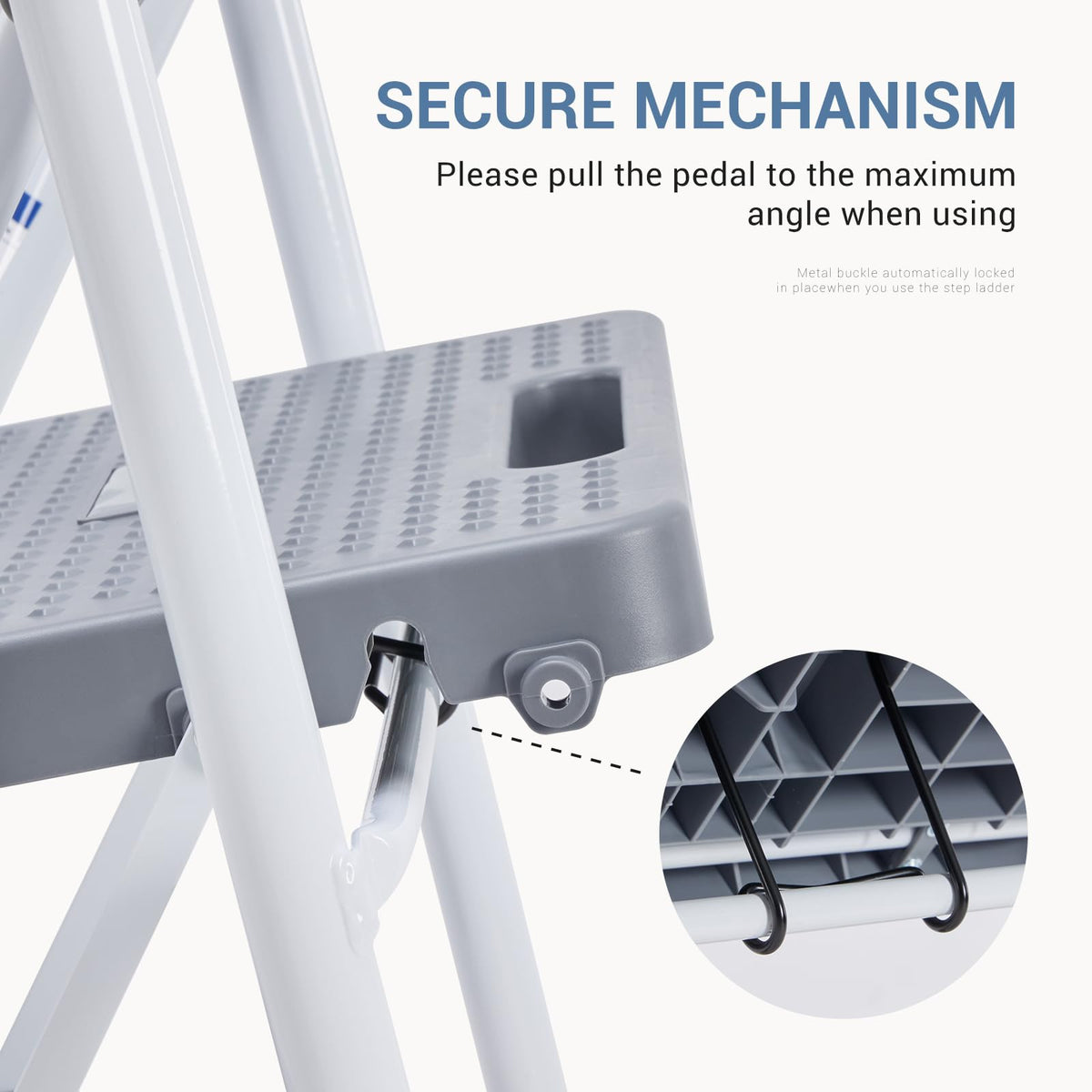3 Step Ladder with Anti-Slip Pedal and Handrail, 800lbs, Grey D7753