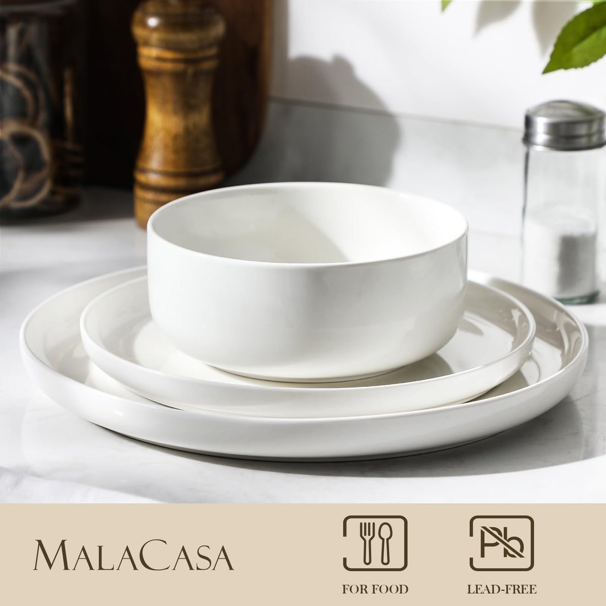 Ceramic Bowls Set of 4, 24 OZ White O242