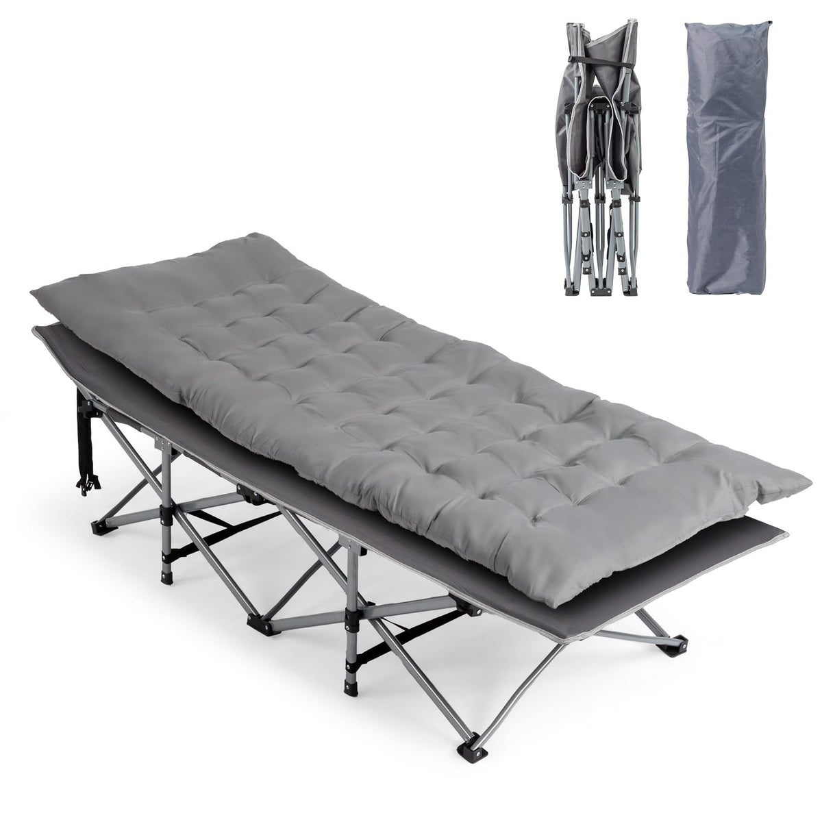 Folding Camping Cot Bed with Mattress and Pillow H157274