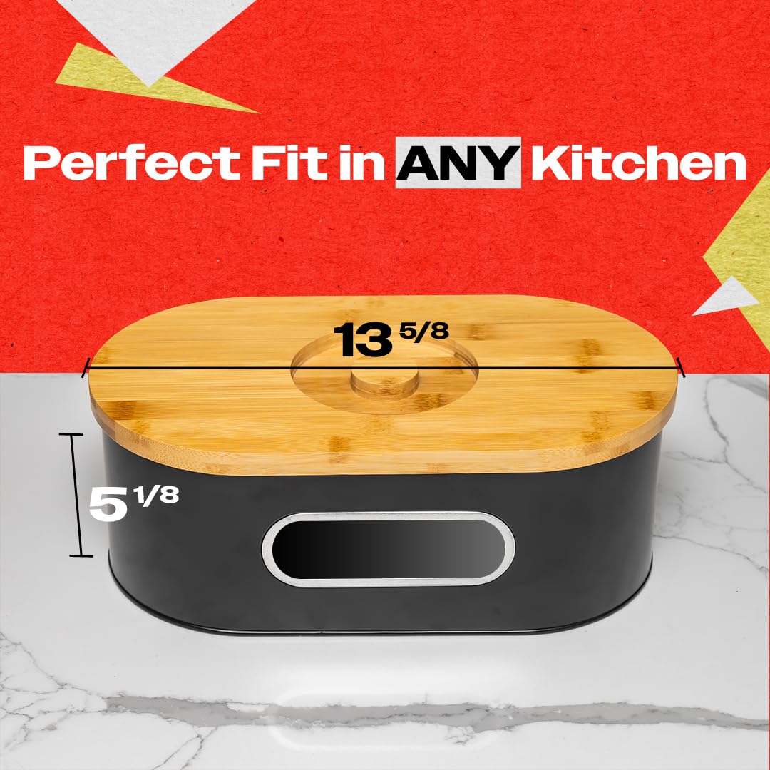 Large 2-Layer Bamboo Bread Box with Clear Viewing Window Y89841