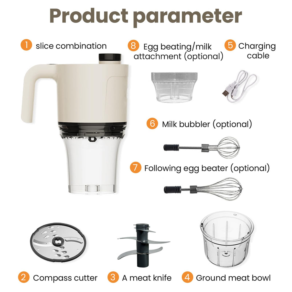 4-in-1 Waterproof Cordless Electric Vegetable Slicer Set E3336