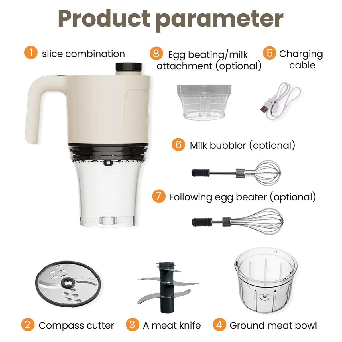 4-in-1 Waterproof Cordless Electric Vegetable Slicer Set E3336