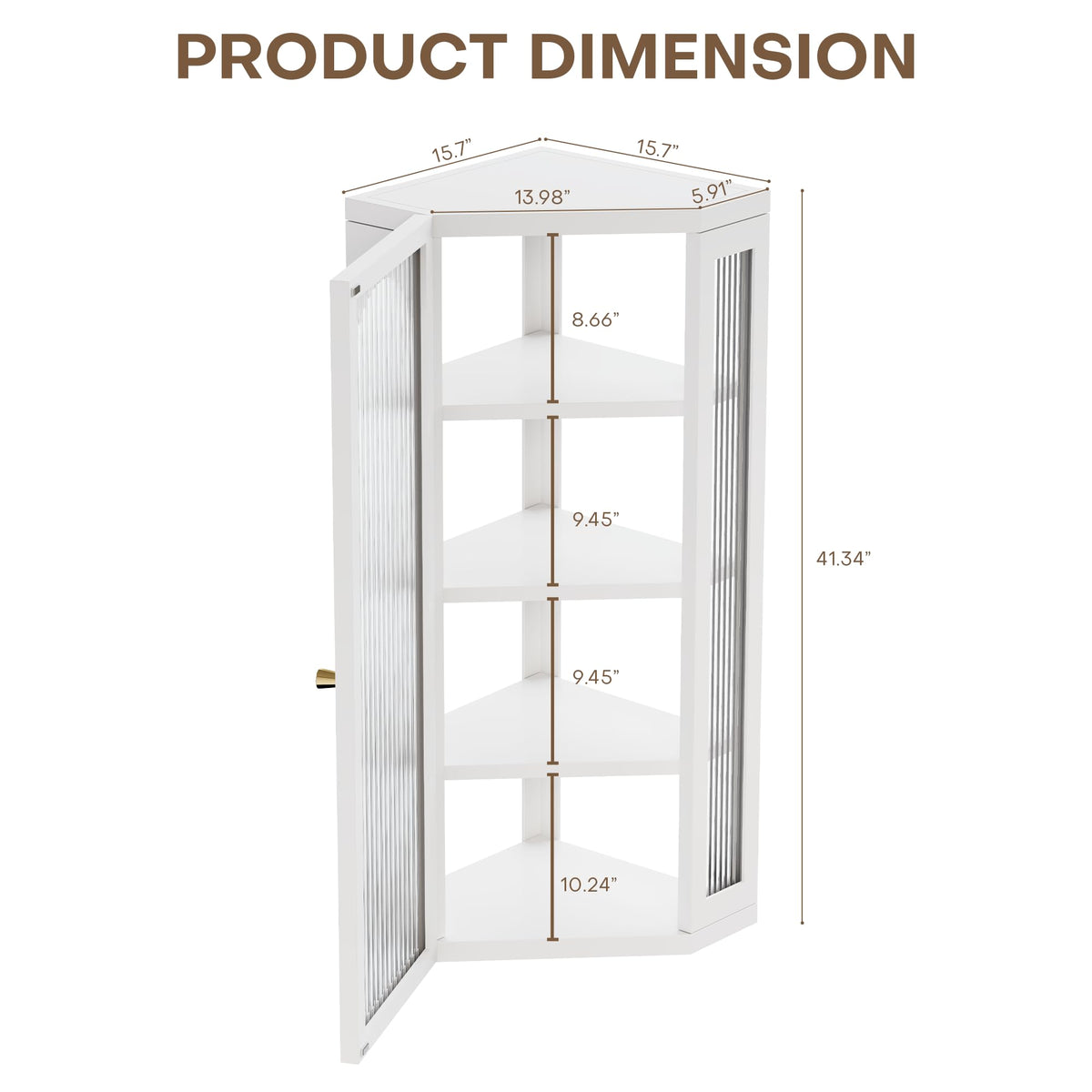 White Metal Corner Wall Cabinet with Glass Doors and Shelves N6426