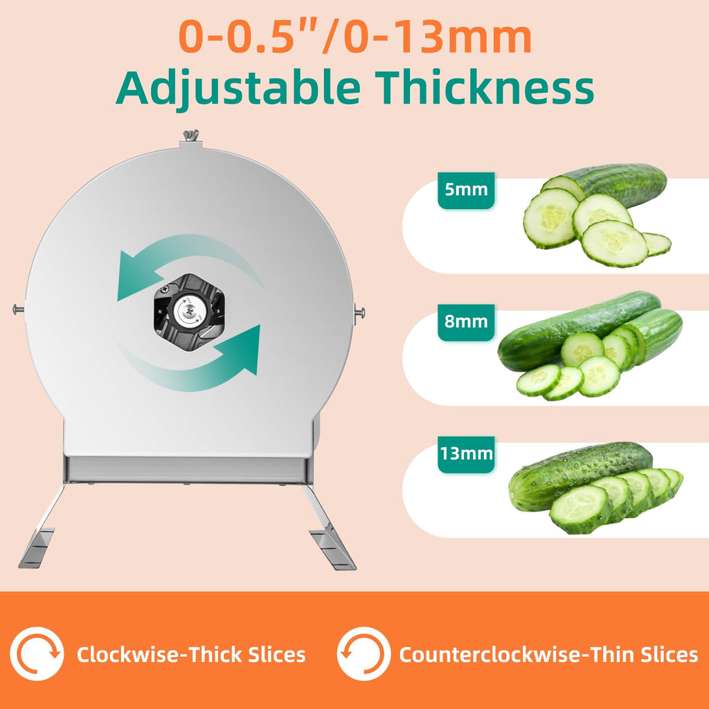Electric Vegetable Slicer, Stainless Steel 2 IN 1 Manual & Electric Food Slicer I569664