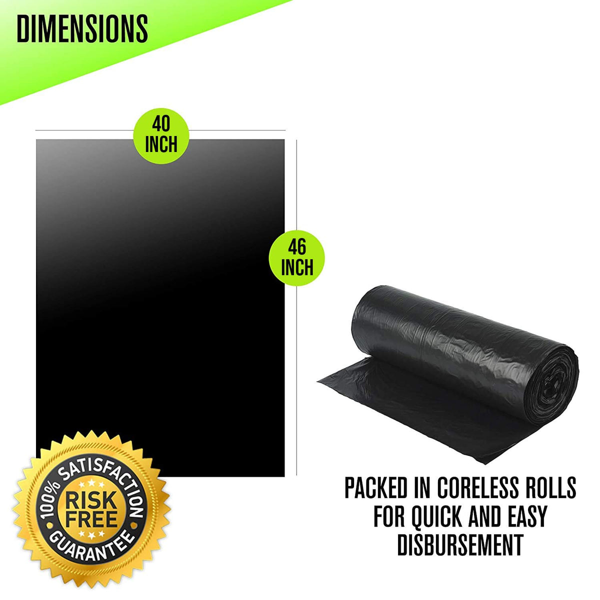 40-45 Gallon Black Heavy Duty Trash Bags W519