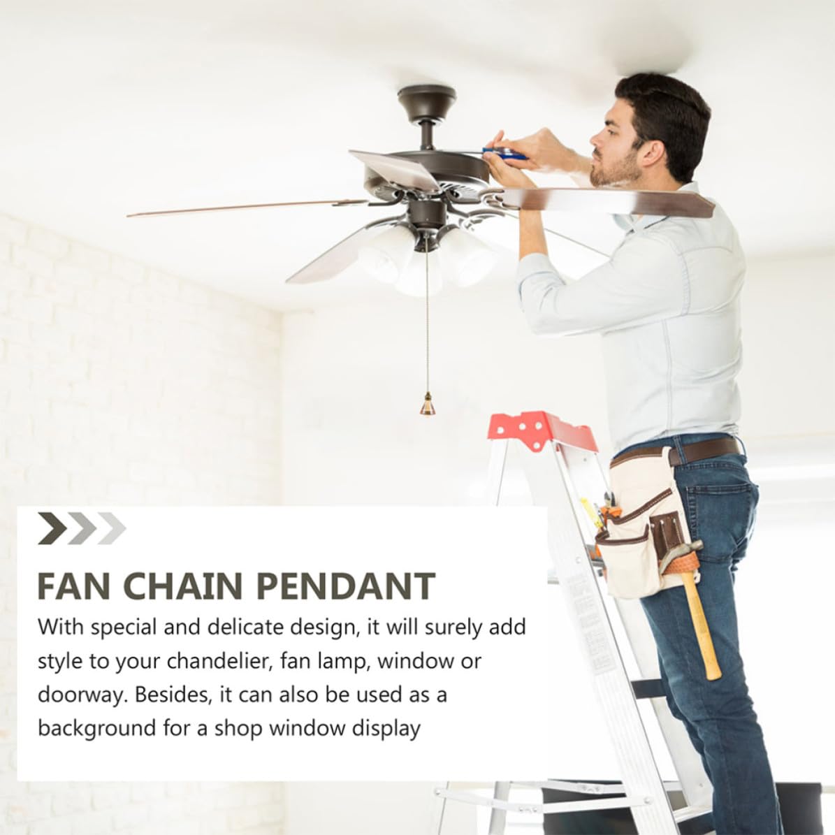 Ceiling Fan Pull Chain Crystal Pendant D6475