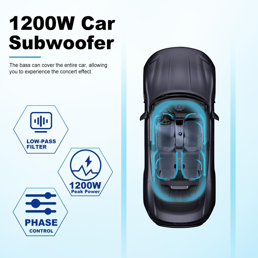 1200W 10 Inch Slim Under Seat Car Subwoofer I932