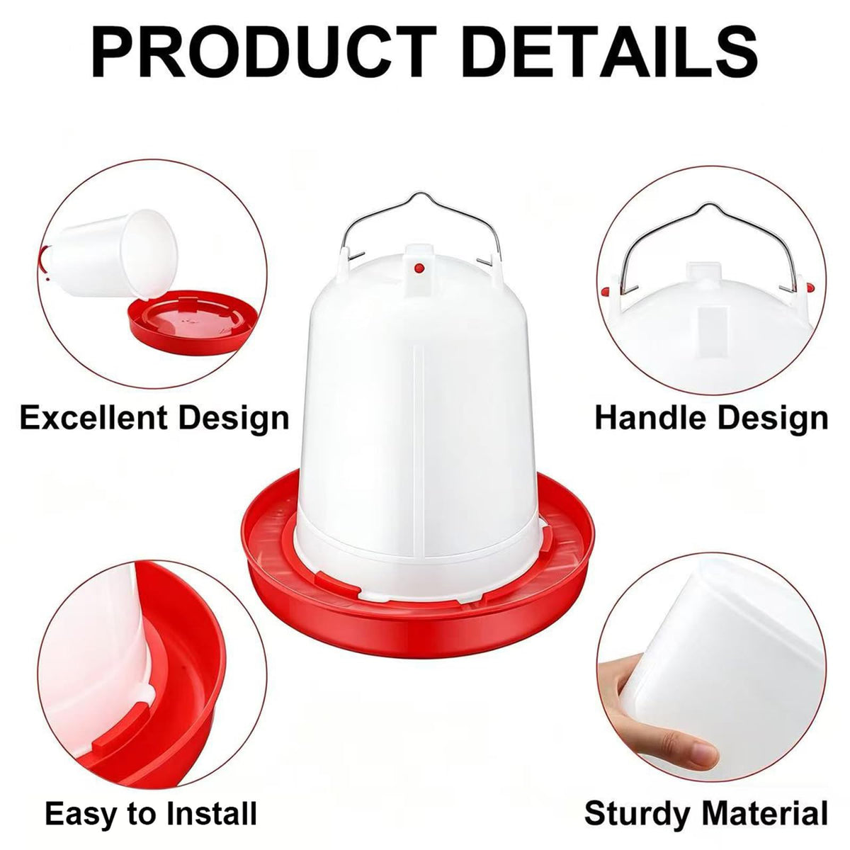 2 Pack 2 Gallon Plastic Poultry Waterer Q2671