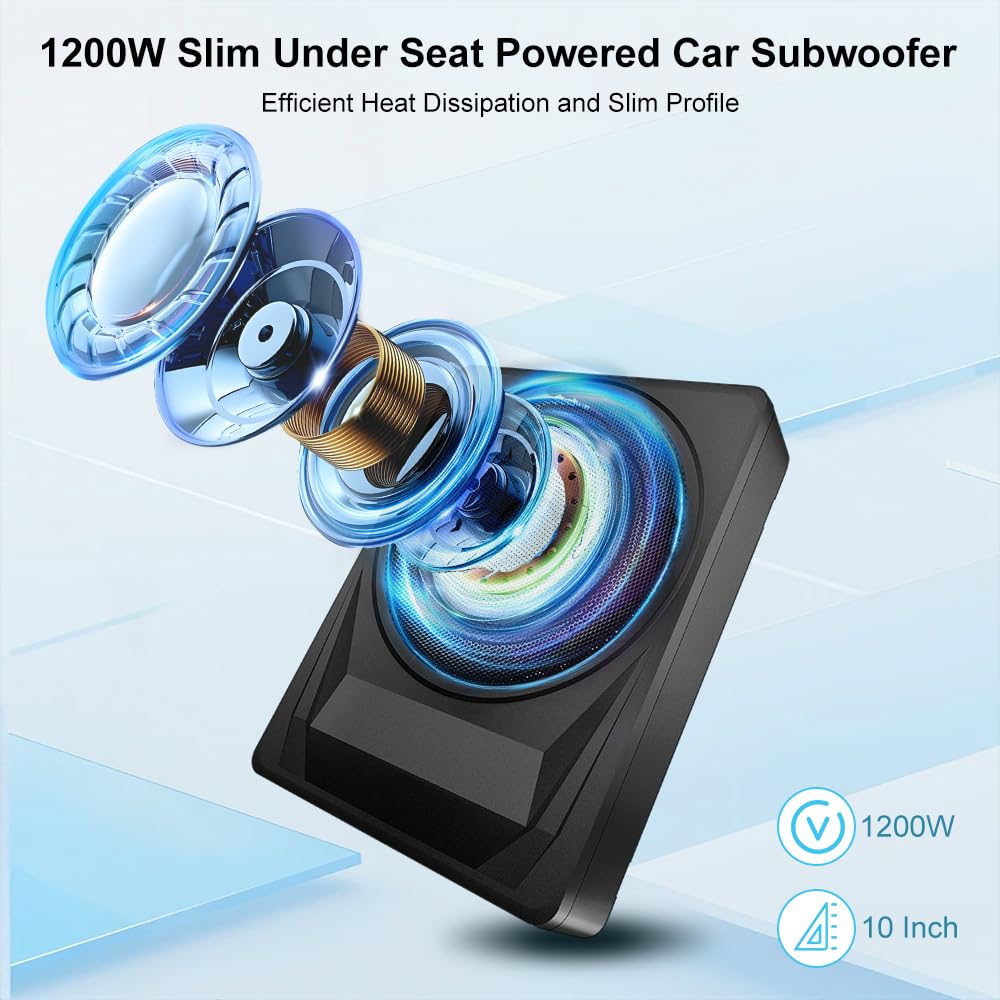 1200W 10 Inch Slim Under Seat Car Subwoofer I932