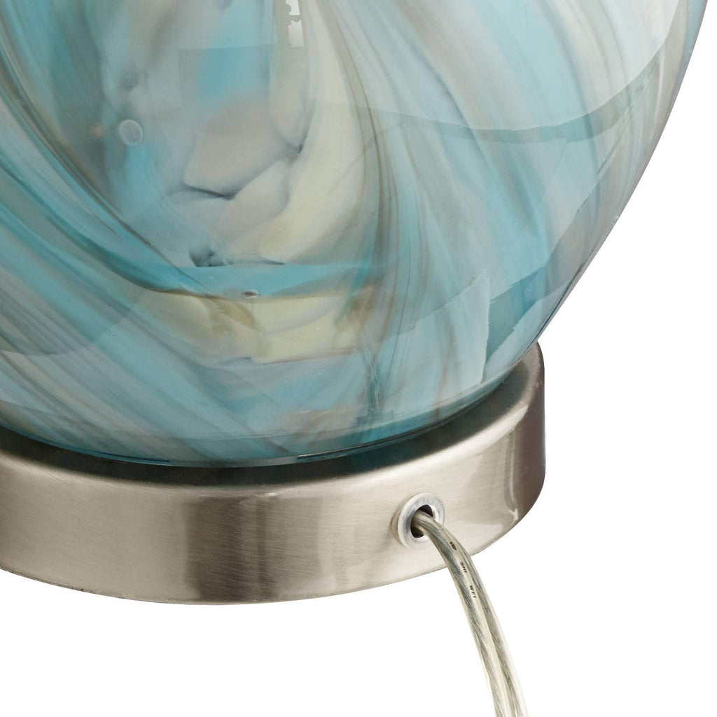 22" Blue Art Glass Table Lamp D385