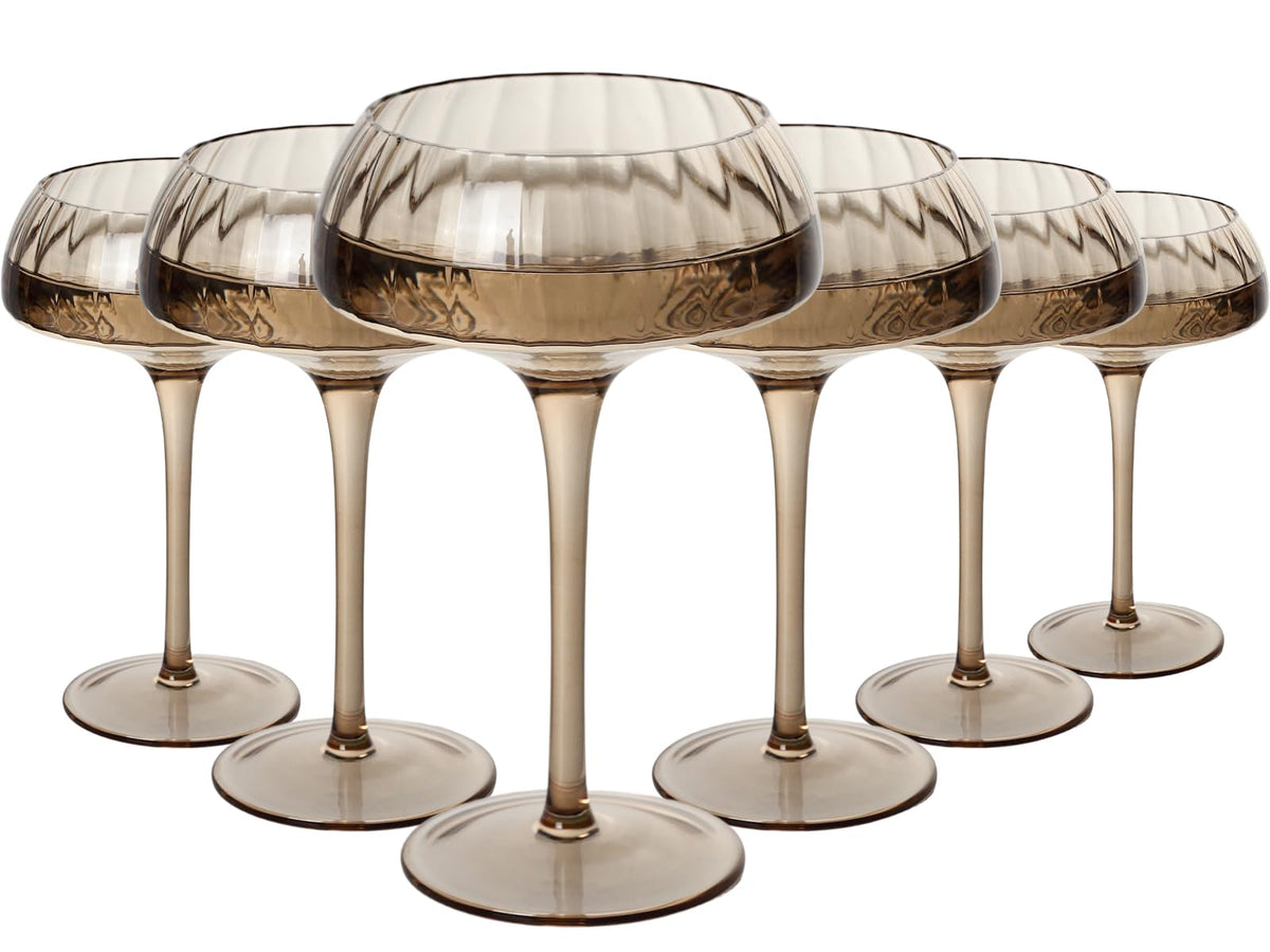Smoke Gray Coupe Glasses Set of 6 T5356