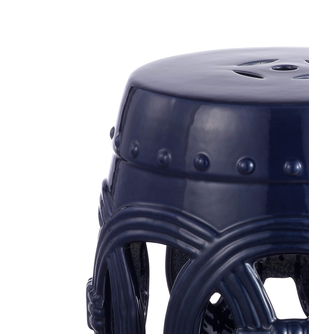 Navy Ceramic Garden Stool Side Table J1361