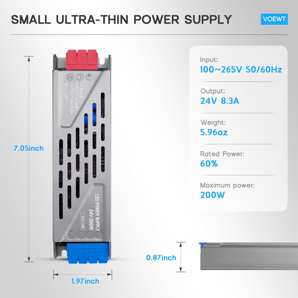 200 Watts 100V-265V AC to 24V DC LED Driver Z291216
