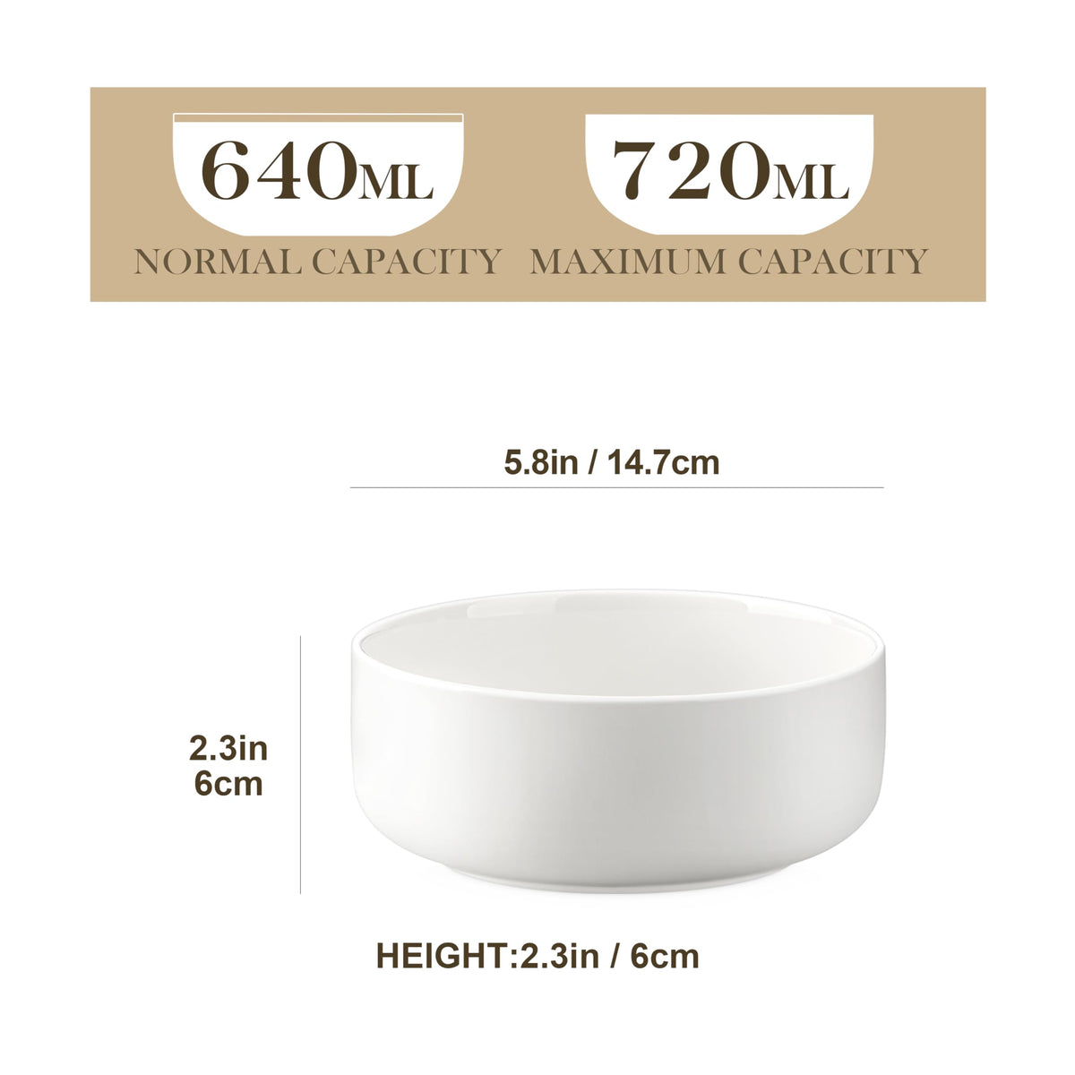 Ceramic Bowls Set of 4, 24 OZ White O242