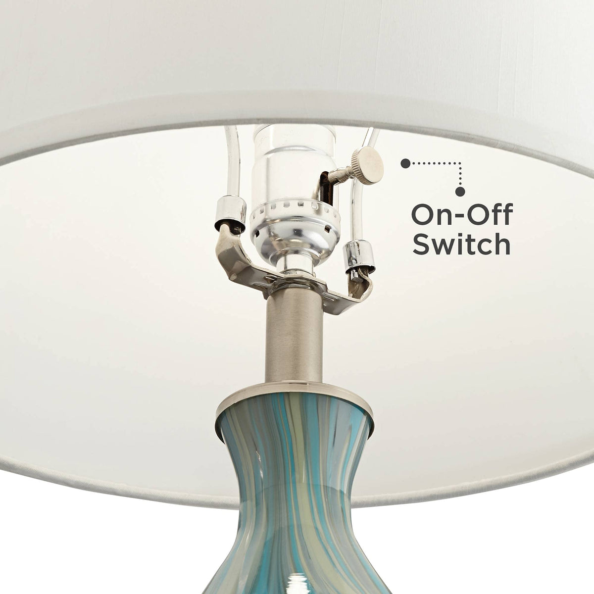 22" Blue Art Glass Table Lamp D385