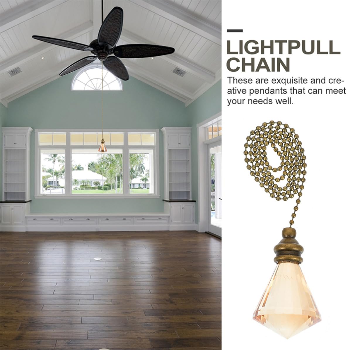 Ceiling Fan Pull Chain Crystal Pendant D6475