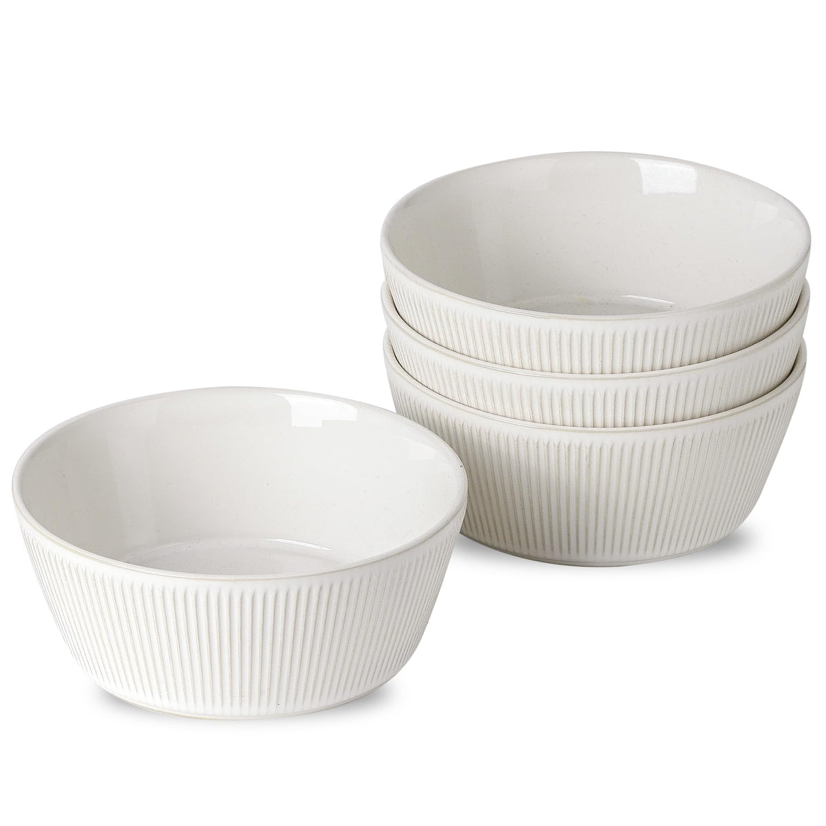 Ceramic Soup Bowls Set of 4, 6.3 inch Microwave Safe White O2451