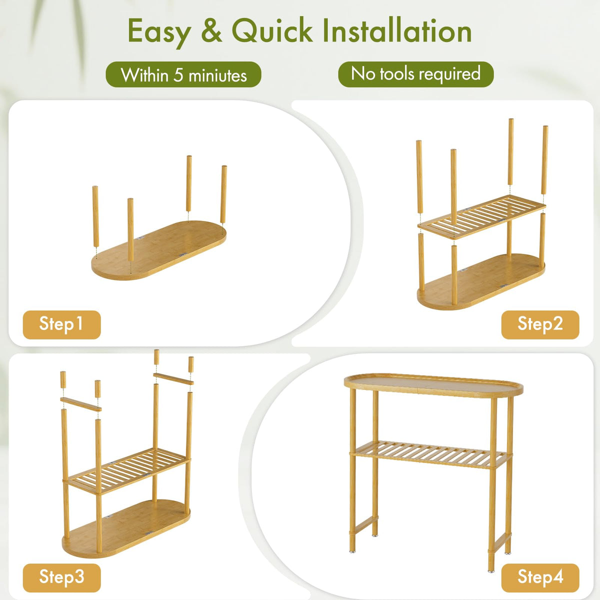 Bamboo 2-tier Oval Top Console Table I2410