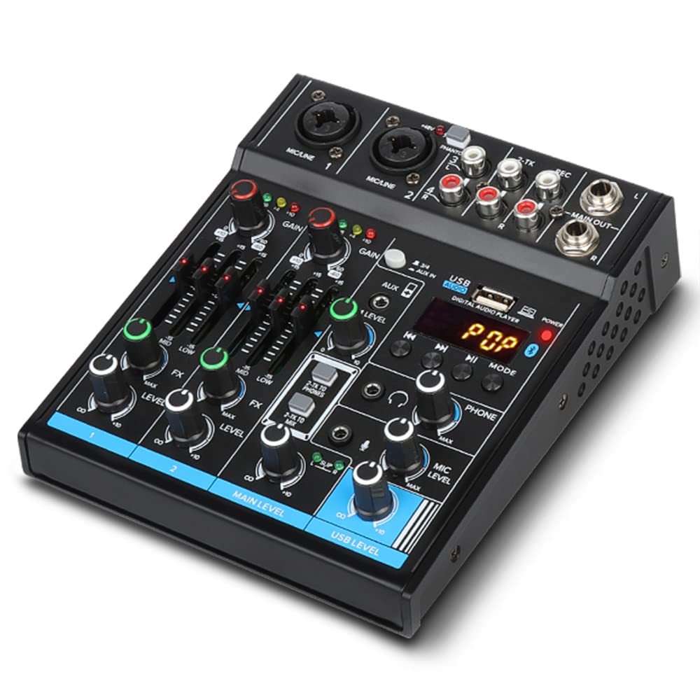 Portable Mini 4-Channel Audio Mixer with Sound Card A467
