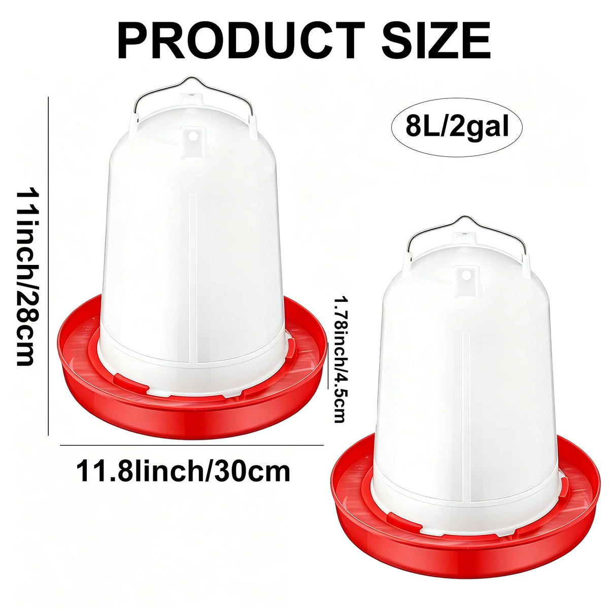 2 Pack 2 Gallon Plastic Poultry Waterer Q2671