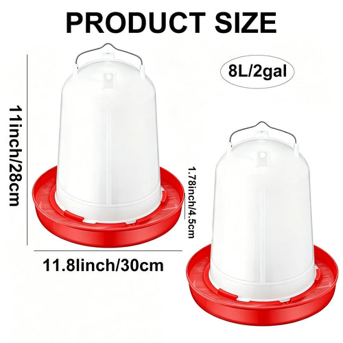 2 Pack 2 Gallon Plastic Poultry Waterer Q2671