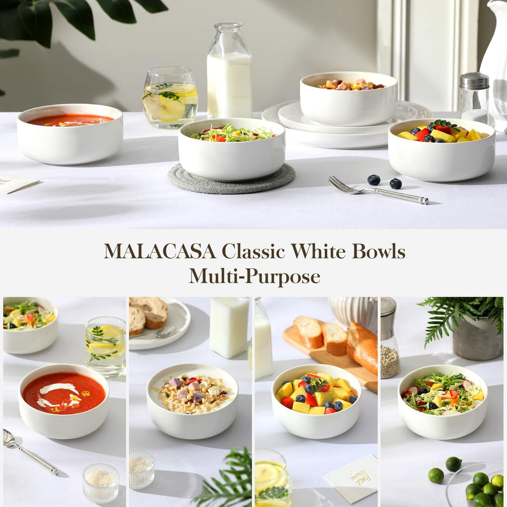 Ceramic Bowls Set of 4, 24 OZ White O242