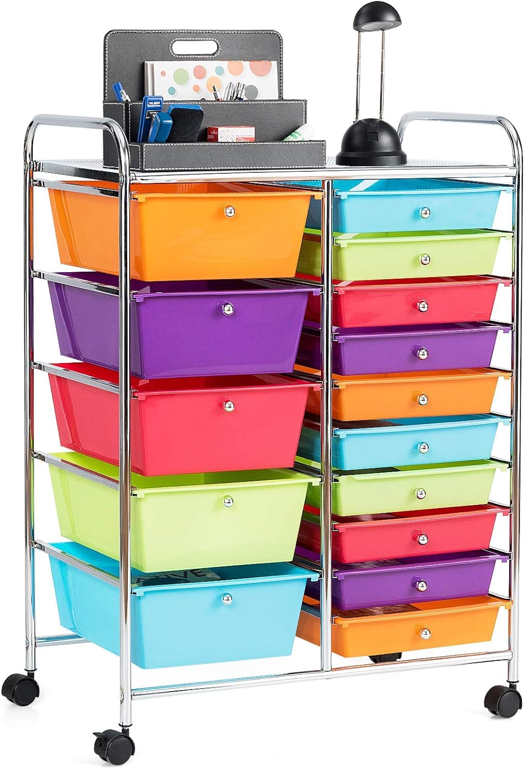15 Drawer Rolling Storage Cart with Lockable Wheels G98599