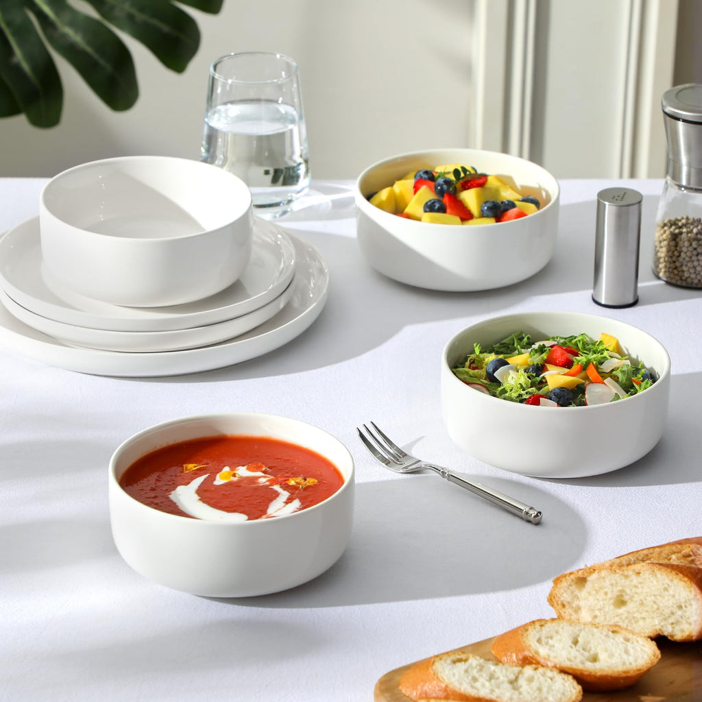Ceramic Bowls Set of 4, 24 OZ White O242