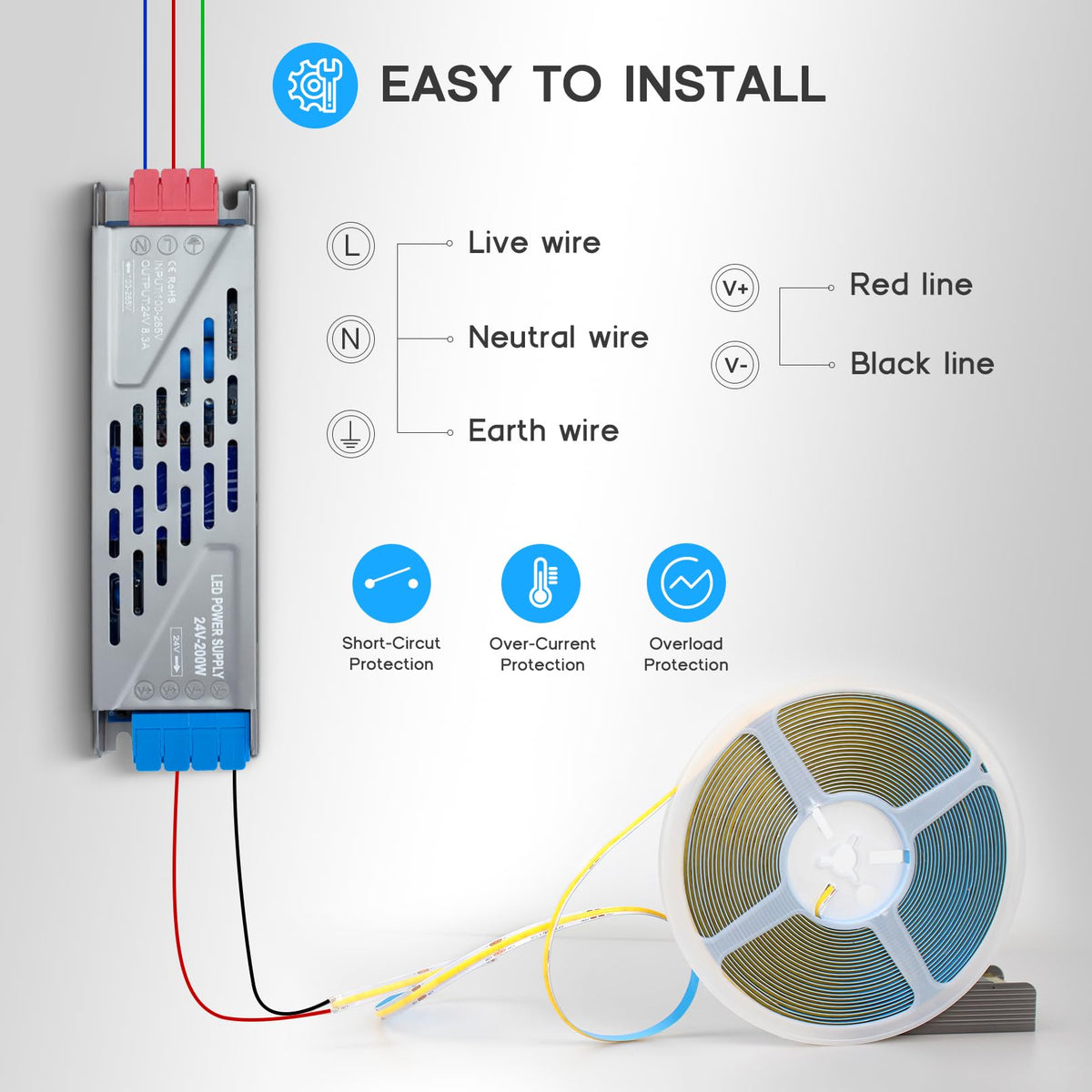 200 Watts 100V-265V AC to 24V DC LED Driver Z291216