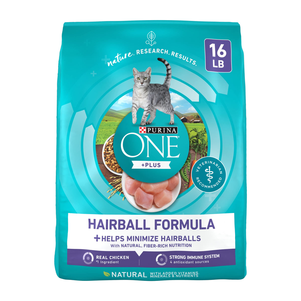 Natural Hairball Control Dry Cat Food, 16 lb Bag E785287