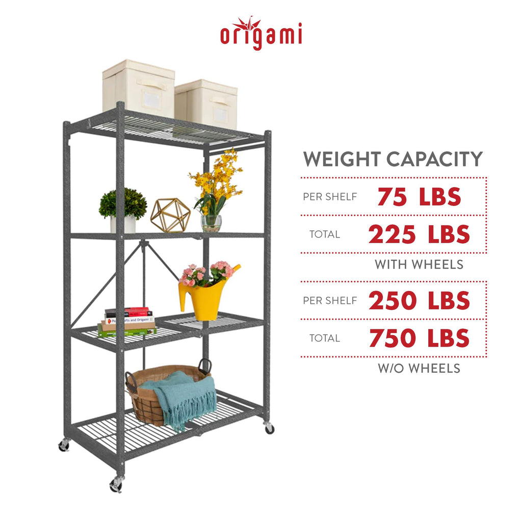 Foldable 4-Tier Heavy-Duty Steel Storage Rack R5538