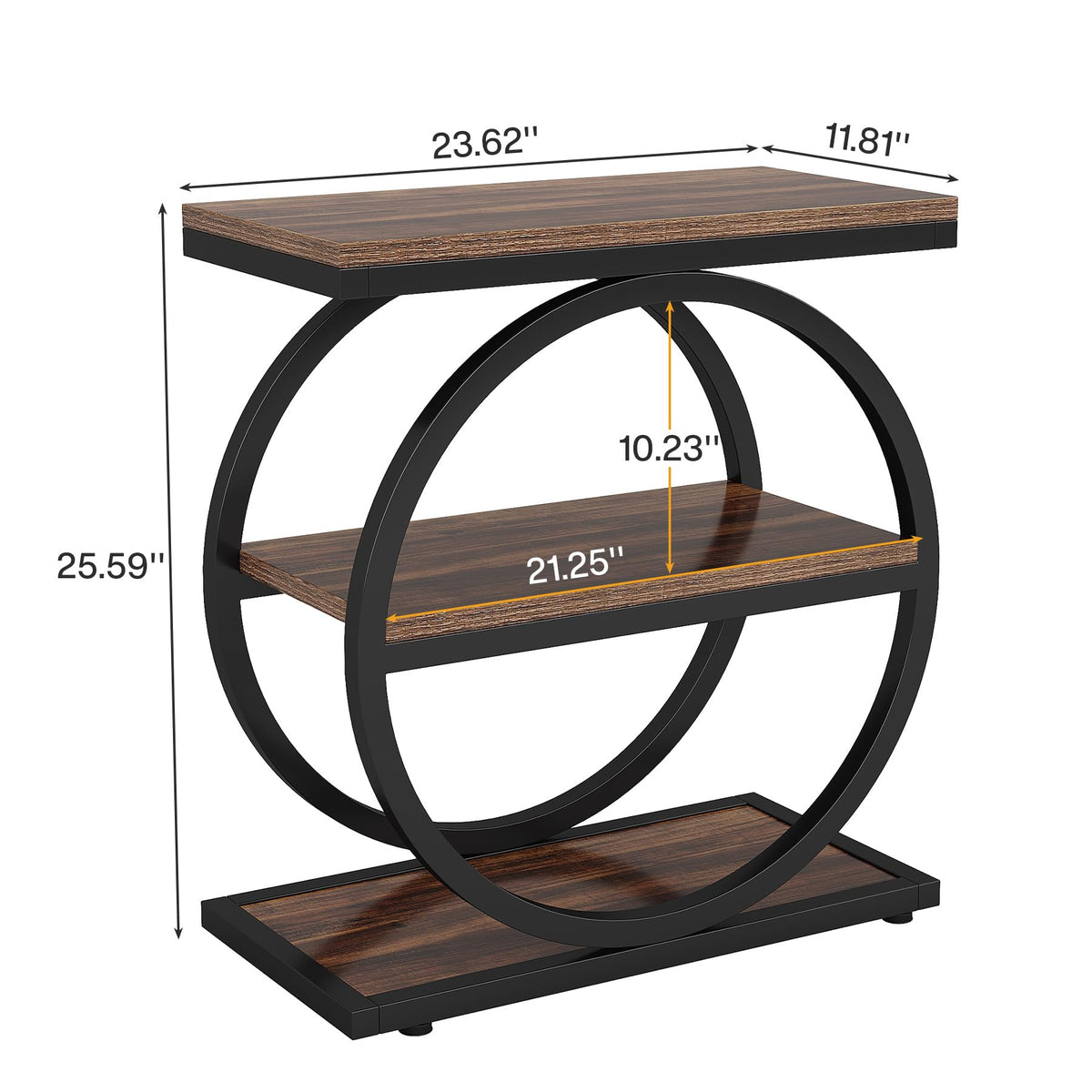 Narrow End Table with 3 Storage Shelves W910206