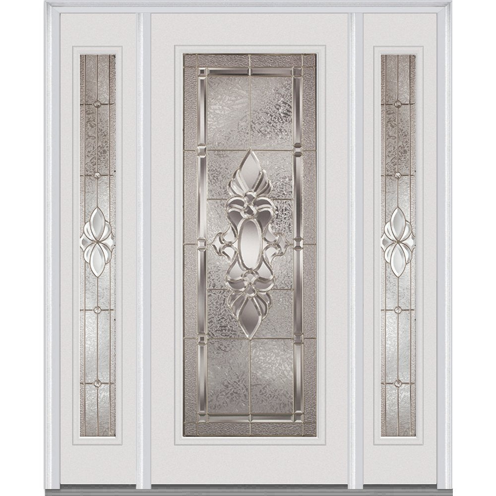 Steel Brilliant White Left Hand In-swing Exterior Prehung Door 36"x80" with 14" Sidelites V43746