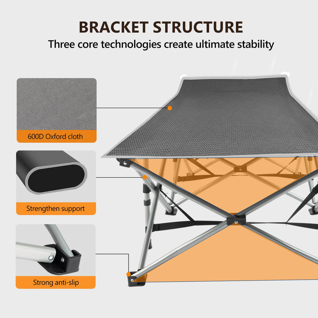Folding Camping Cot Bed with Mattress and Pillow H157274