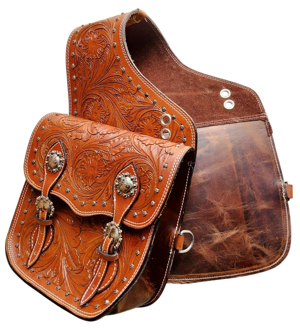 Brown Leather Saddle Bag with Adjustable Straps F8193