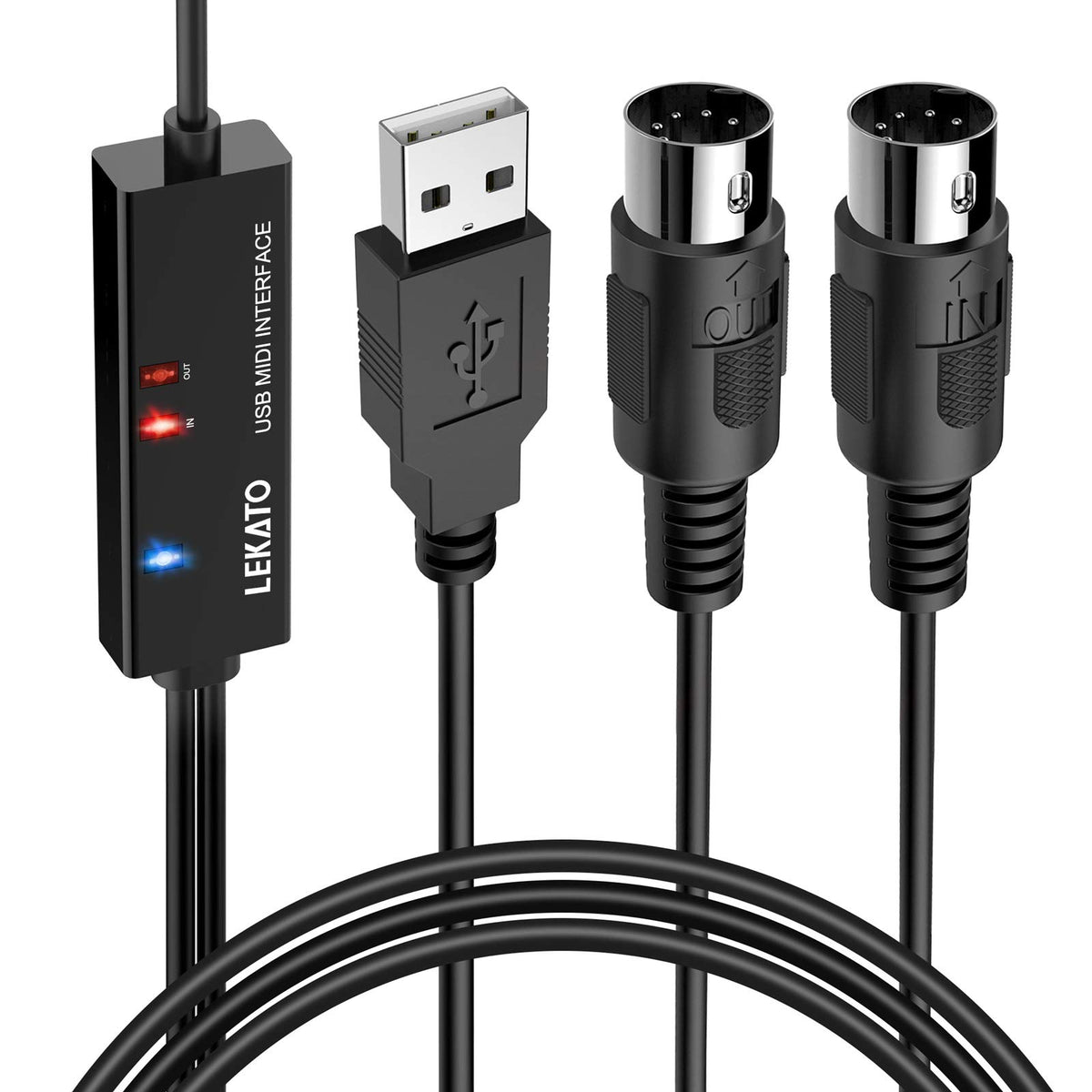 USB MIDI Cable 6.5Ft with Input & Output J1931