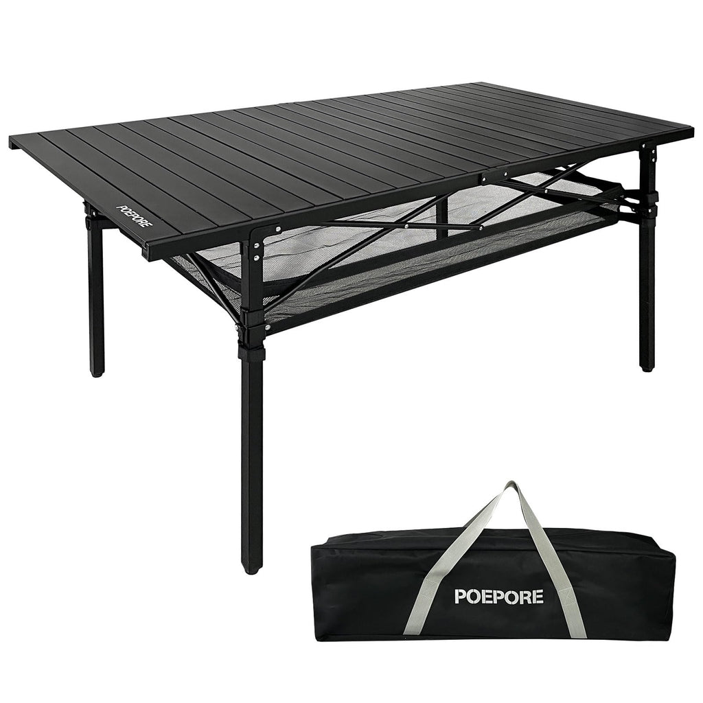 Large Folding Aluminum Camping Table with Storage and Carry Bag F9275